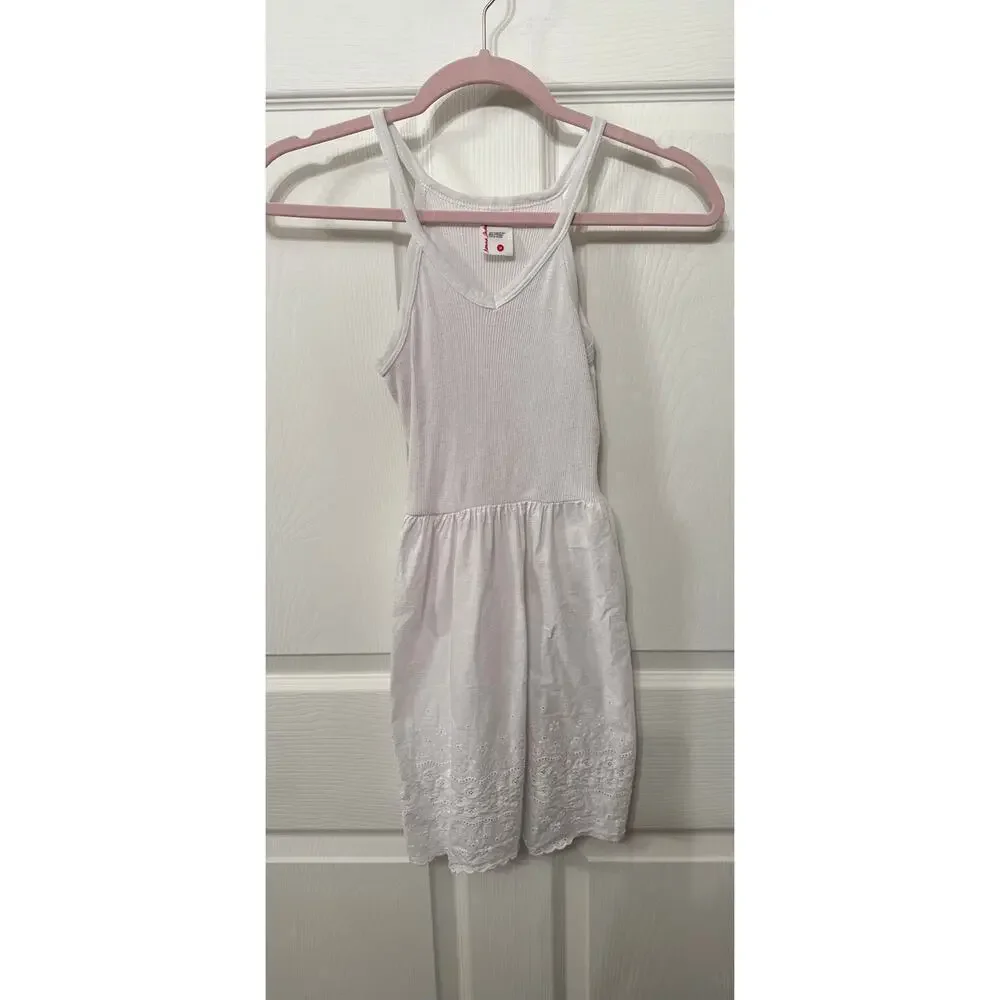 Hanna Andersson Girls' Pure Cotton Eyelet Slip White Tank Dress, M